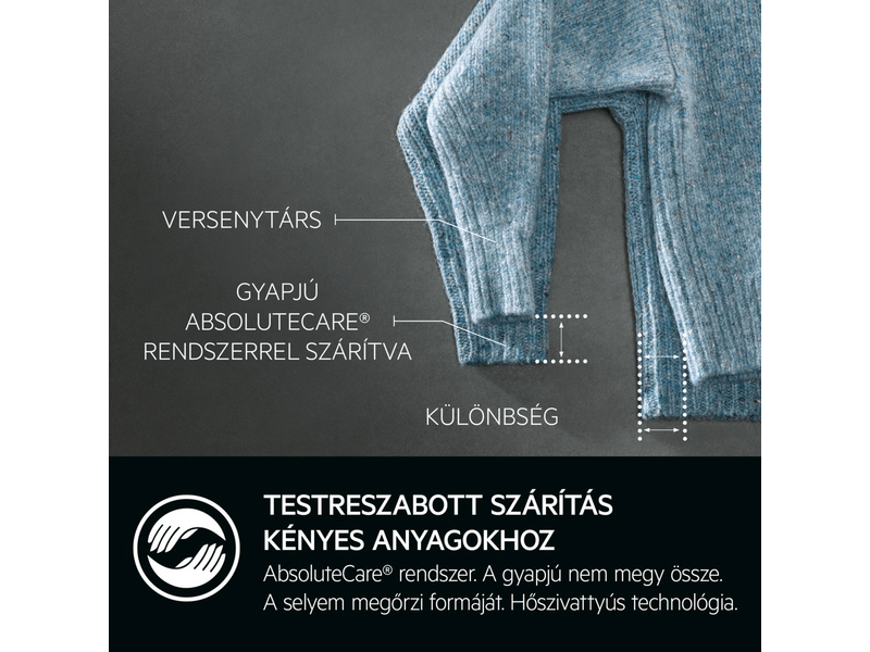 Hőszivattyús szárítógép, 9 kg, A++