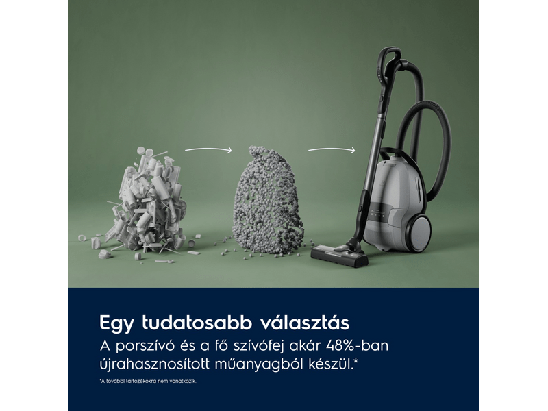 Porzsákos porszívó, 550W, világos szürke