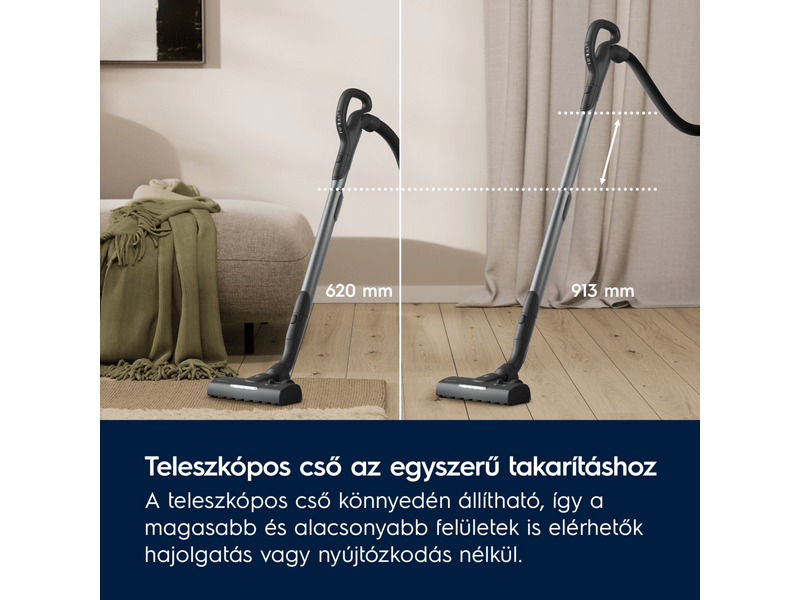 Porzsákos porszívó, 550W, világos szürke