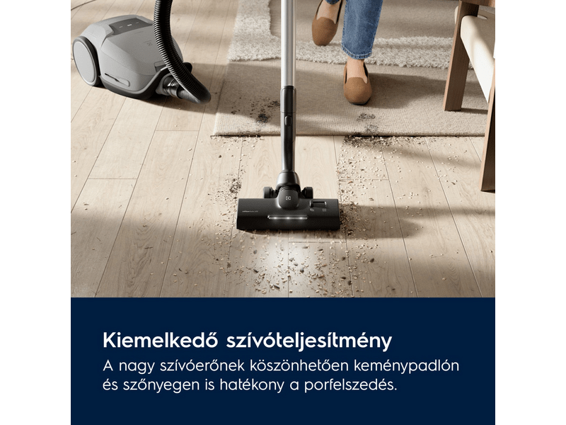 Porzsákos porszívó, 550W, világos szürke