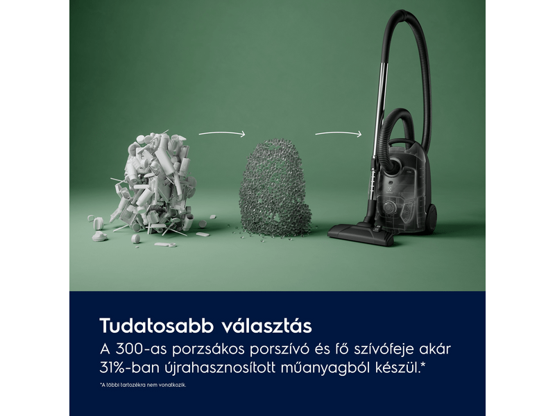 Porzsákos porszívó, 650W, világos szürke