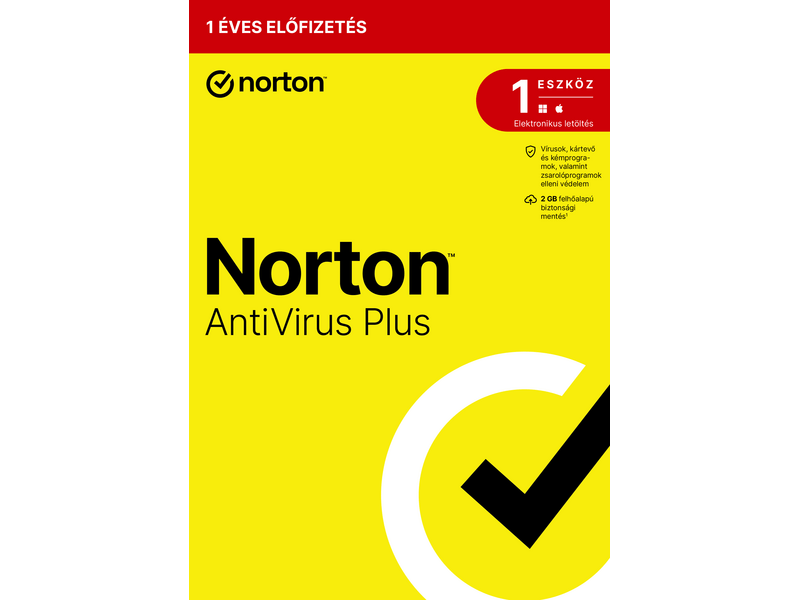 Norton Antivírus Plus 2GB HUN, 1 Felhasználó, 1 gép, 1 éves, dobozos vírusirtó szoftver (PLUS2GBHUN1)