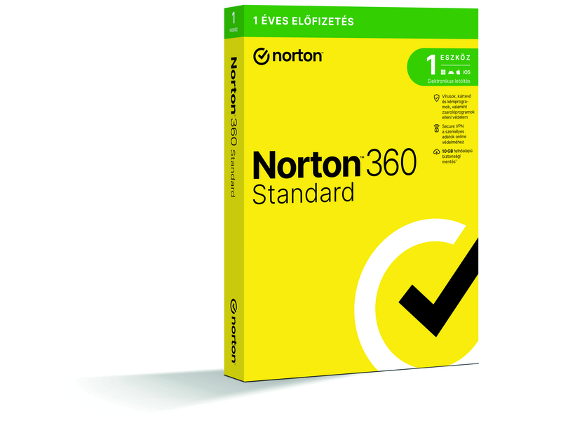 Norton 360 Standard 10GB HUN, 1 Felhasználó, 1 gép, 1 éves, dobozos vírusirtó szoftver