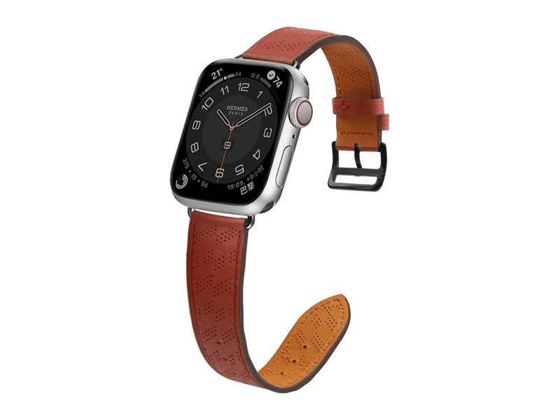 Gigapack Apple Watch Series 10 46mm Pótszíj, valódi bőr, bordó (GP-149382)