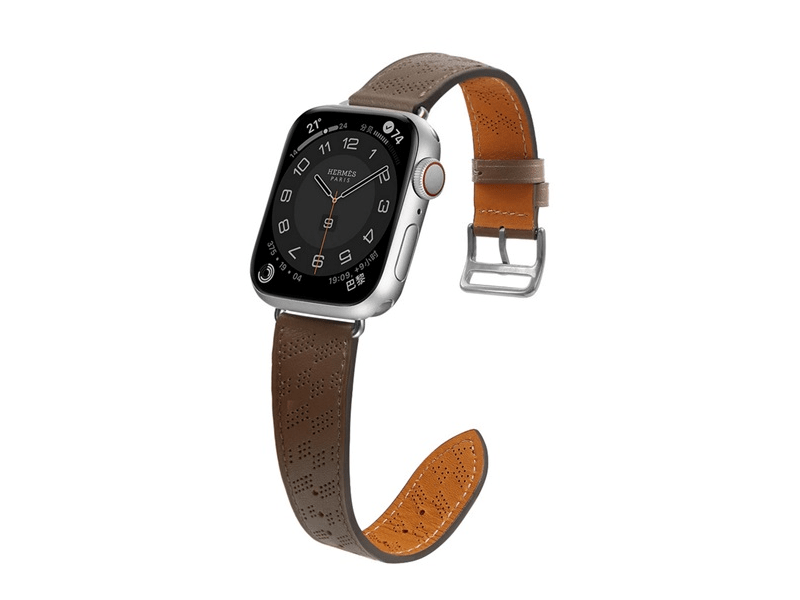 Gigapack Apple Watch Series 10 46mm Pótszíj, valódi bőr, sötétbarna (GP-149386)