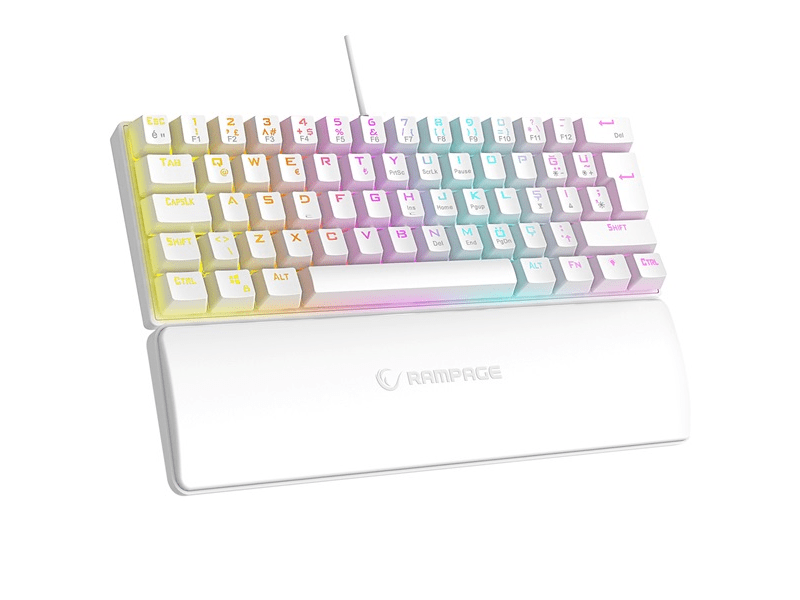 Rampage PLOWER K60 Mechanikus billentyűzet, US kiosztás, fehér