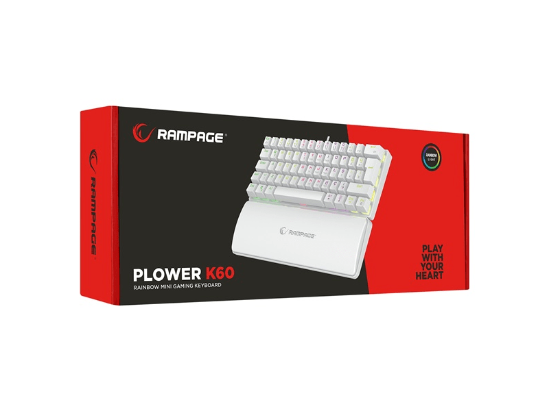 Rampage PLOWER K60 Mechanikus billentyűzet, US kiosztás, fehér
