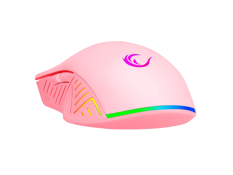 Rampage Egér Gamer - SMX-G68 SPEAR (7200DPI, 7 gomb, makro, RGB LED, 1,5m harisnyázott kábel, pink)