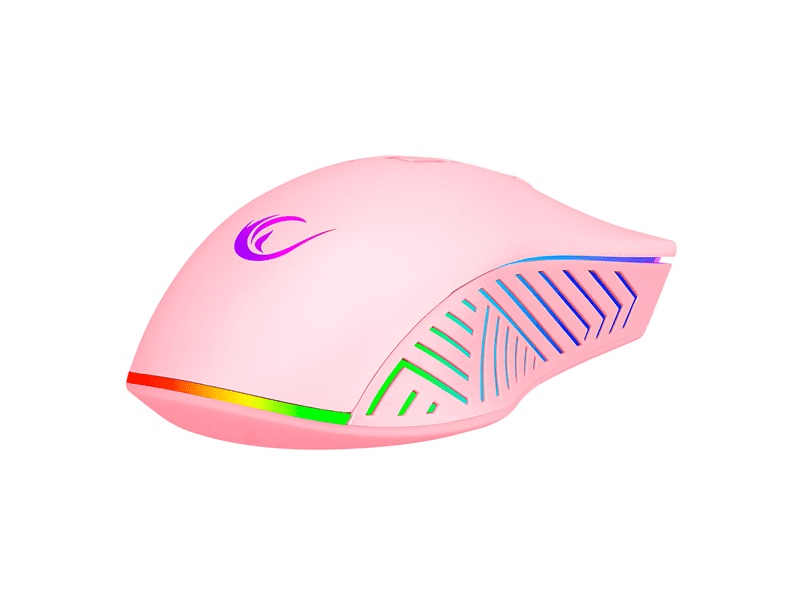 Rampage Egér Gamer - SMX-G68 SPEAR (7200DPI, 7 gomb, makro, RGB LED, 1,5m harisnyázott kábel, pink)