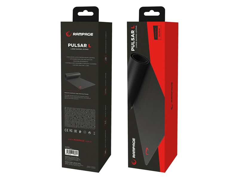 Rampage Egérpad - Pulsar L (300x700x3mm Gaming Mouse Pad, fekete)