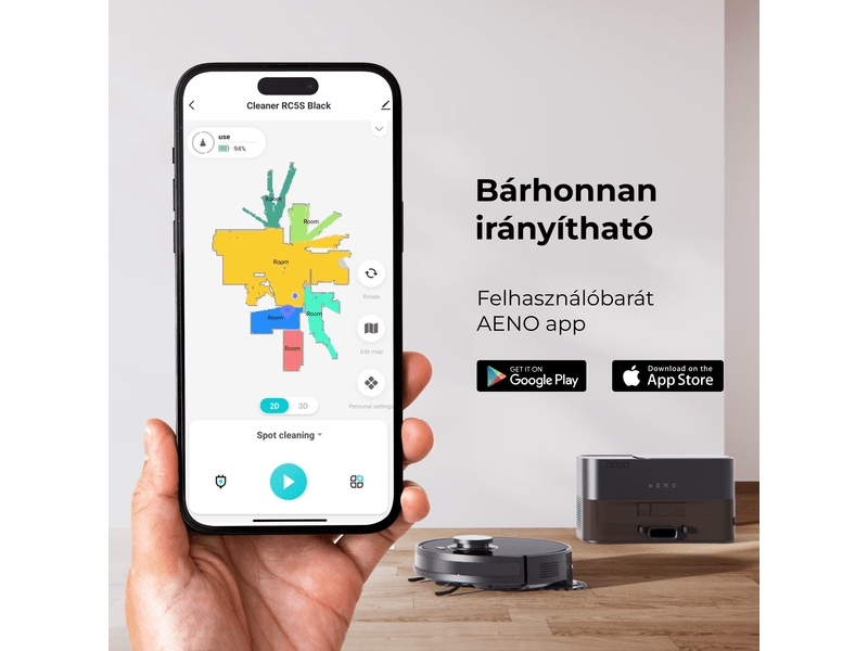 Aeno RC5S Robotporszívó, fekete (ARC0005S)