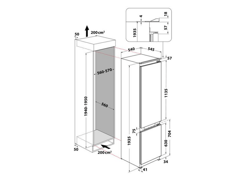 Whirlpool WHC20 T573 P Ugradbeni hladnjak s donjim zamrzivačem