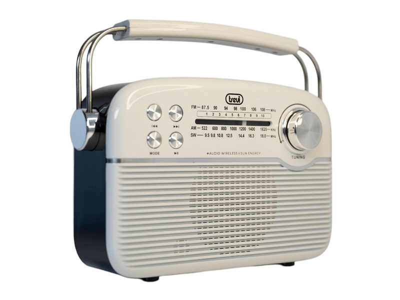 Trevi RA 7F50 BT Hordozható vintage napelemes rádió, krémfehér