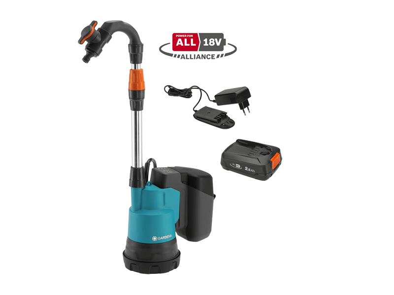 Gardena 14602-20 Akkumulátoros hordóürítő szivattyú 2000/2 18V P4A akkuval