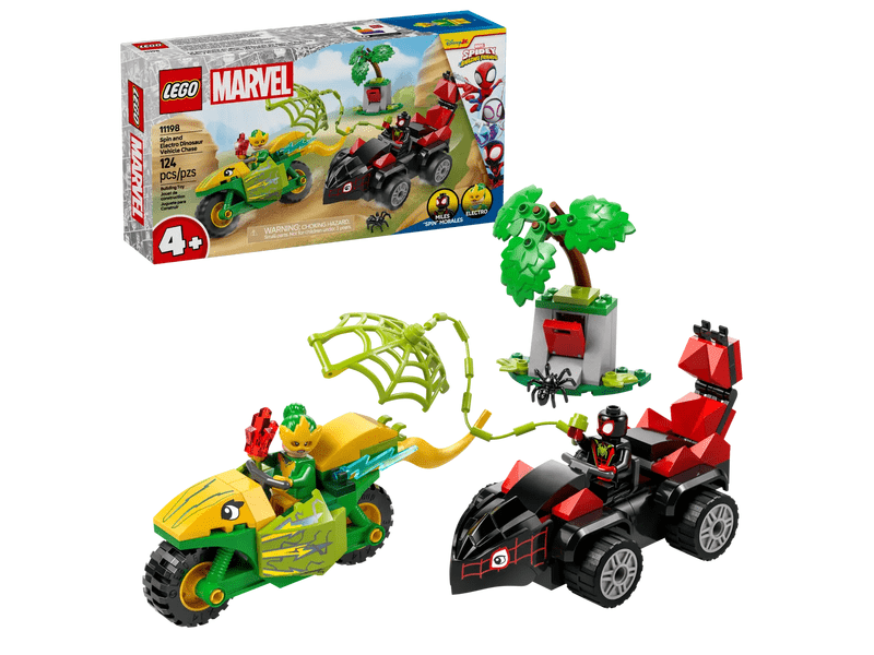LEGO® Marvel Spin és Electro: Üldözés a dinójárművel (11198)