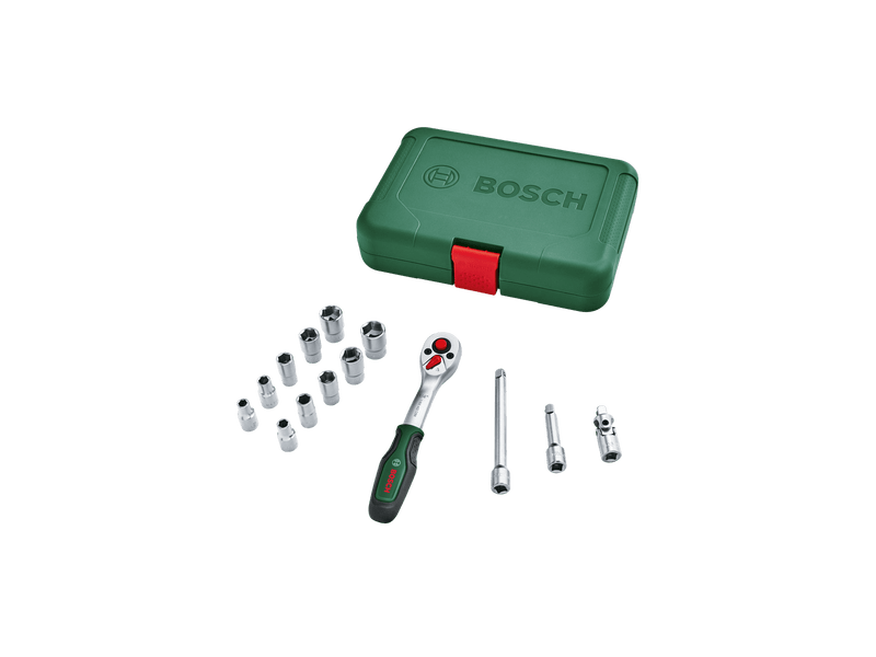 Bosch set nasadnih ključeva s račvastim mehanizmom 1/4, 14 dijelova (1600A02BY0)