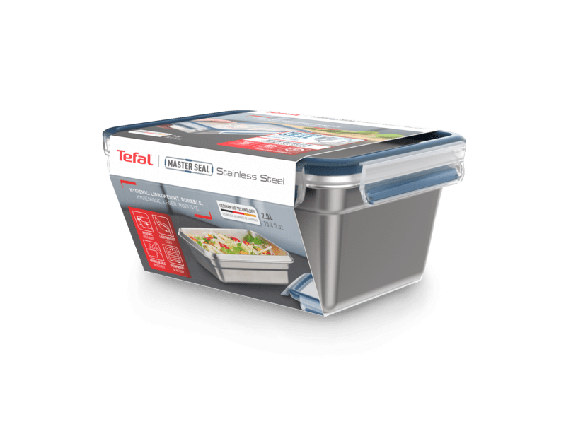 Tefal Masterseal Stainless Steel N1150610 Négyszögletű ételtároló doboz, 2 L