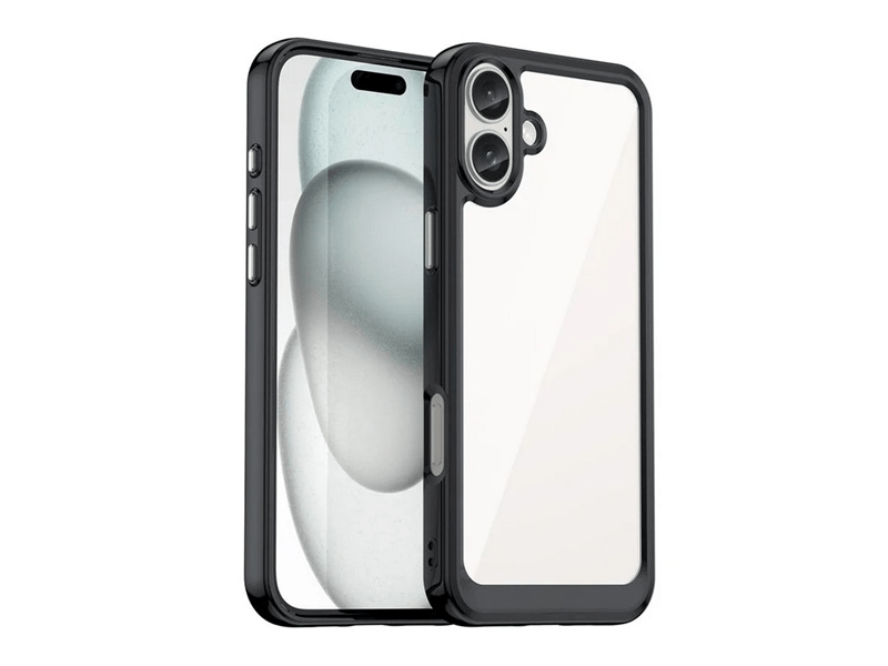 Gigapack Apple iPhone 16 Plus Szilikon tok, átlátszó/fekete (160123)