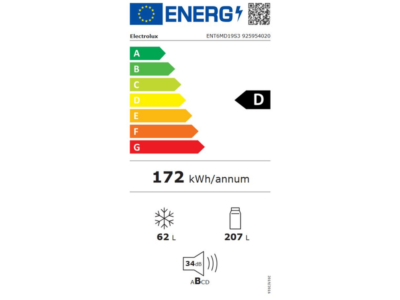 Electrolux ENT6MD19S3 Ugradbeni hladnjak s donjim zamrzivačem