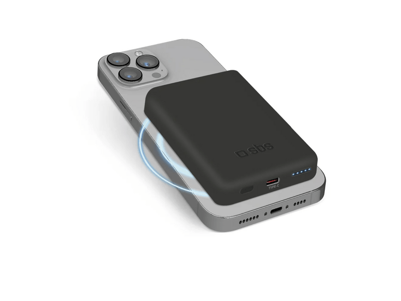 SBS 5000mAh Vezeték nélküli mágneses powerbank, fekete (TEBB5000MAG1CK)