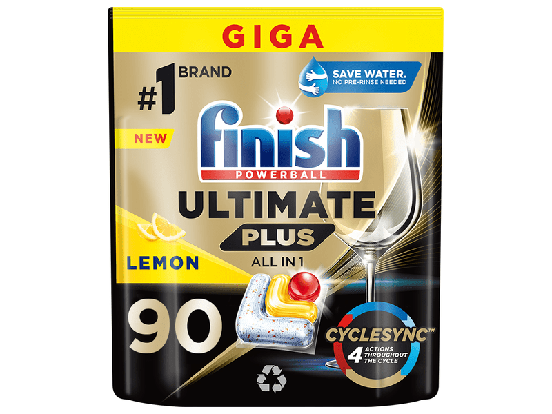Finish Ultimate Plus All in 1 mosogatógép-kapszula, Lemon, 90 db