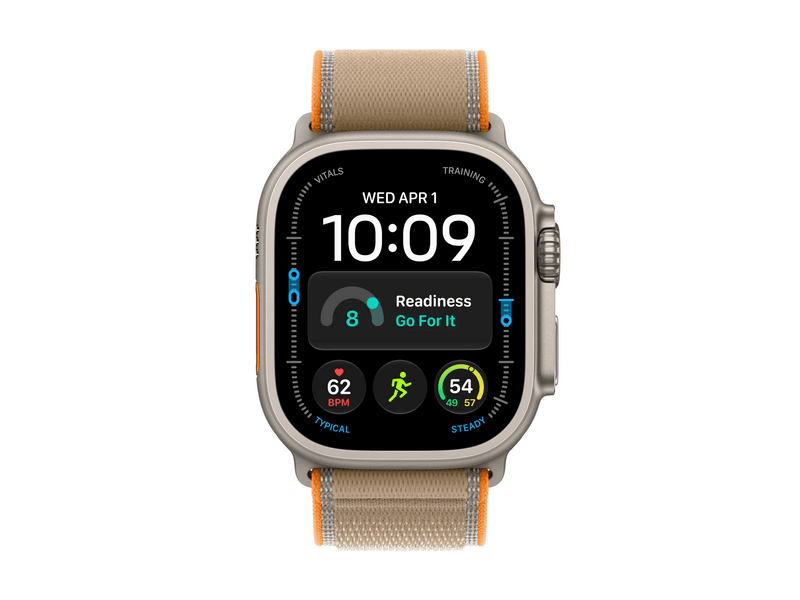 Apple Watch Ultra 4, Natúr titán tok, Homokszín terep pánt, M/L (MJAQ4QH/A)