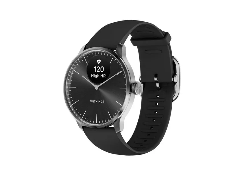 Withings ScanWatch Light Okosóra, 37mm, ezüstszínű tok, fekete szíj
