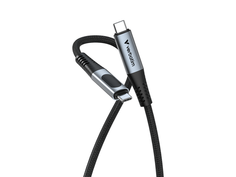 Verbatim Sync & Charge 100W USB-C Kábel kijelzővel, 120 cm (31848)