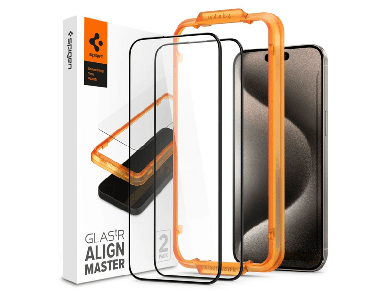 Spigen AlignMaster FC Apple iPhone 15 Pro Max Képernyővédő üveg, 2 db (AGL06875)