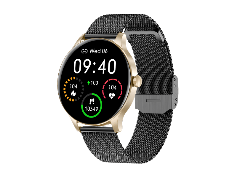 Garett Classy Okosóra, fekete-arany, acél szíj