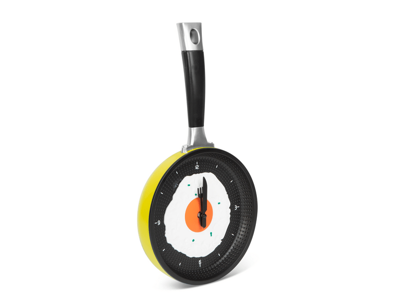 Serpenyő fali óra tükörtojással, sárga (W1060B)