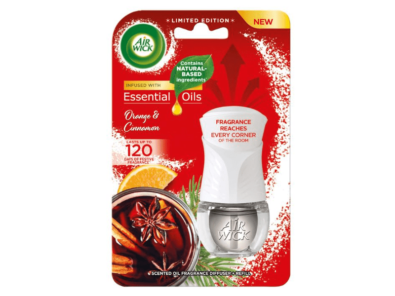 Air Wick Elektromos légfrissítő készülék & utántöltő, fahéj és narancs, 19 ml