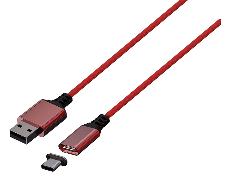 Konix Xbox Series X USB-A/USB-C Mágneses Töltőkábel, 3 m, piros (MCC-SERX/R)
