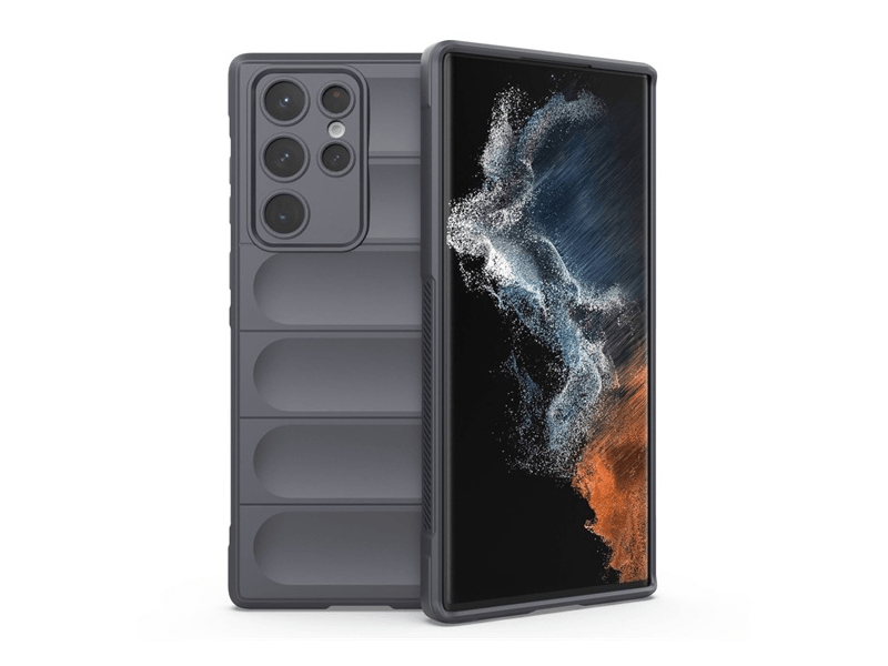 Gigapack Samsung Galaxy S22 Ultra 5G Szilikon tok, sötétszürke (134387)