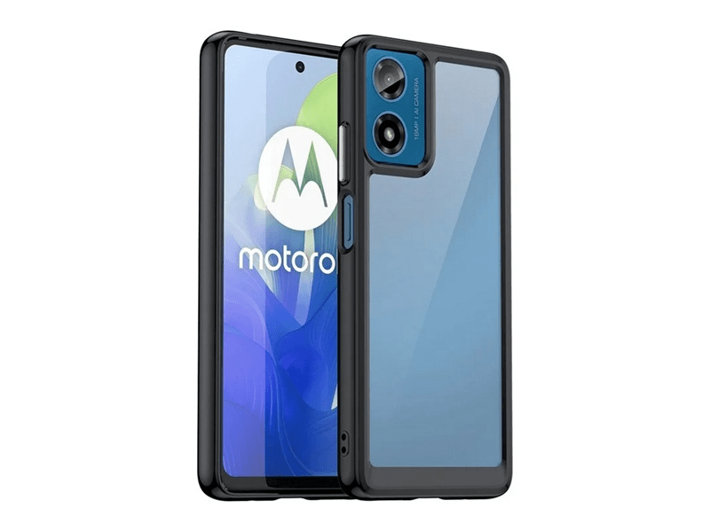 Gigapack Motorola Moto E14/G04/G24 Szilikon tok, fekete/átlátszó (155660)