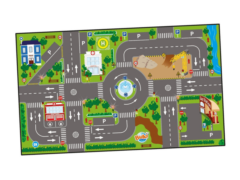 Buki Autópálya szőnyeg világítással + 3 db fém kisautóval (5702)