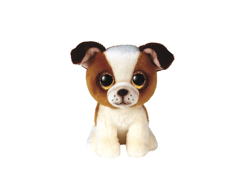 TY Beanie Boo's Hugo barna-fehér kutya figura, 15 cm (36396)
