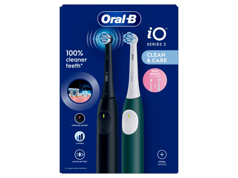 Oral-B iO 2 Elektromos fogkefe szett, éjfekete/erdőzöld