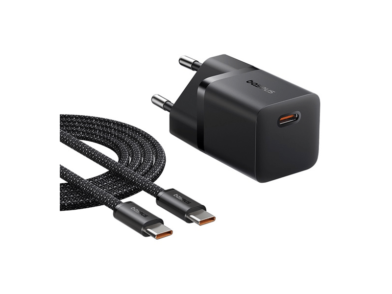 Baseus GaN5 Mini 25W töltő + 100W USB Type-C kábel (P10110909113-01)