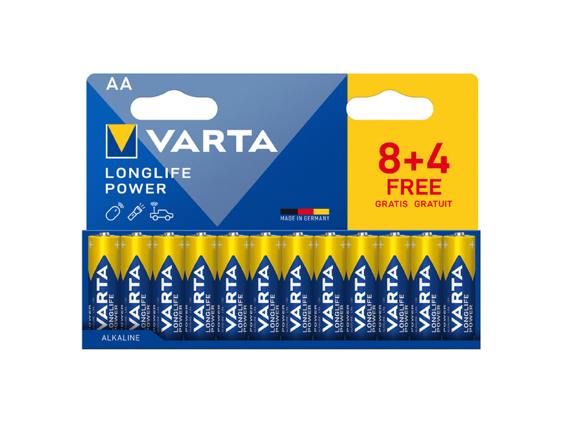 Varta Longlife Power AA LR06 Ceruzaelem, 8+4 db