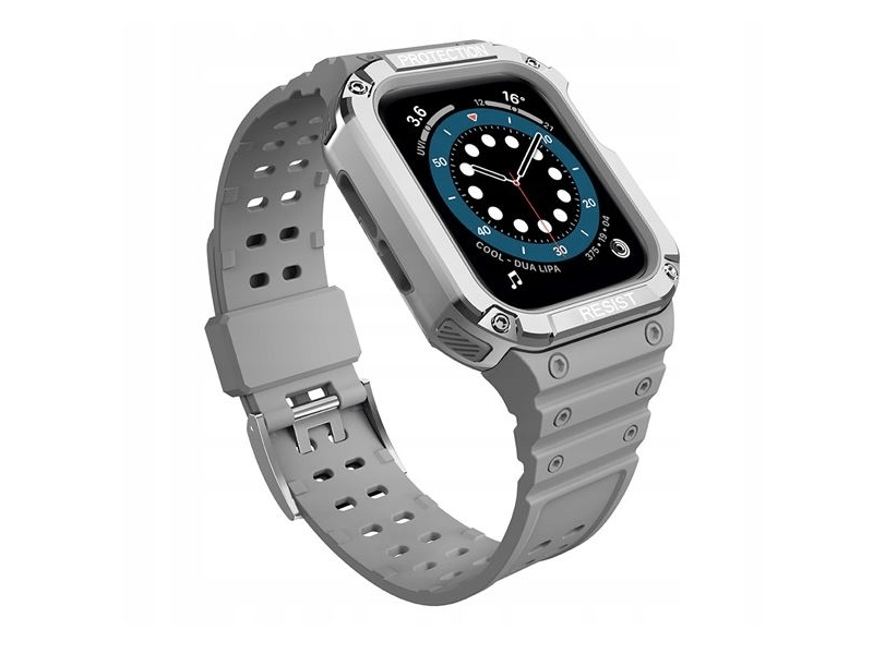 Gigapack Apple Watch Series Szilikon pótszíj+keret, szürke/ezüst (141559)