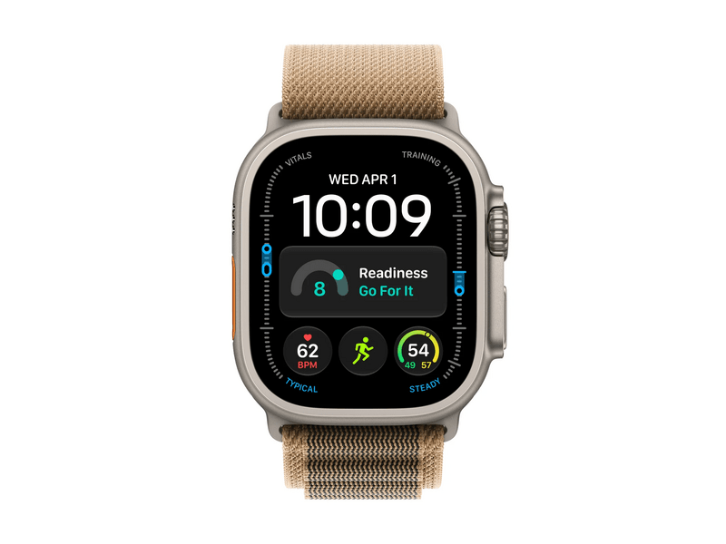 Apple Watch Ultra 4, Natúr titán tok, Sivatagszín alpesi pánt, M (MJAF4QH/A)