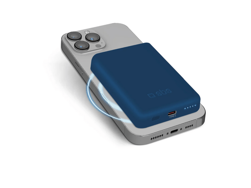 SBS 5000mAh Vezeték nélküli mágneses powerbank, kék (TEBB5000MAG1CB)