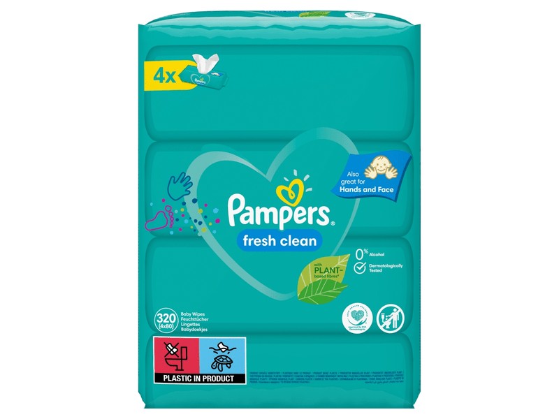 Pampers Fresh Clean Nedves Törlőkendő, 4 x 80 db