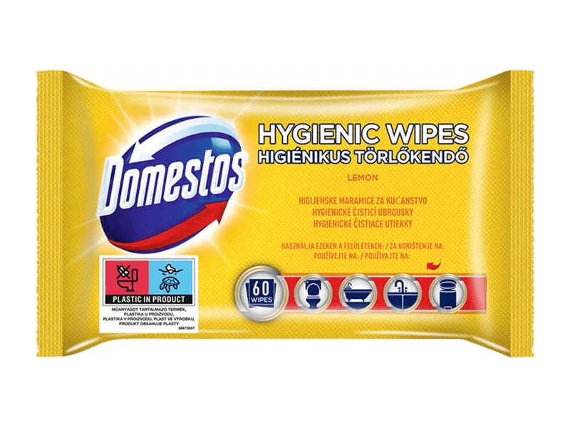 Domestos Lemon Higiénikus törlőkendő, 6 x 60 db