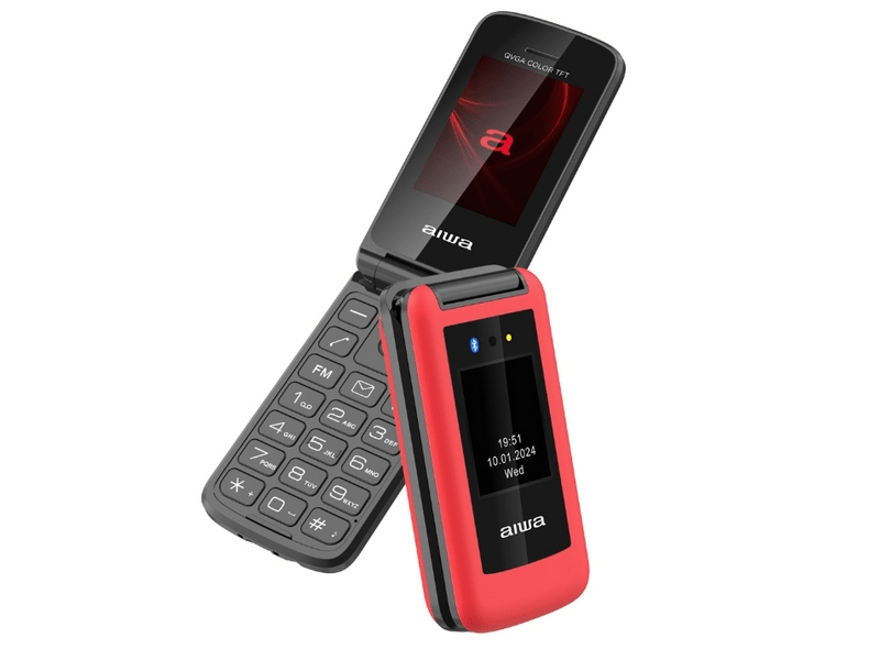 Aiwa FP-30/RD DualSIM Flip mobiltelefon, piros