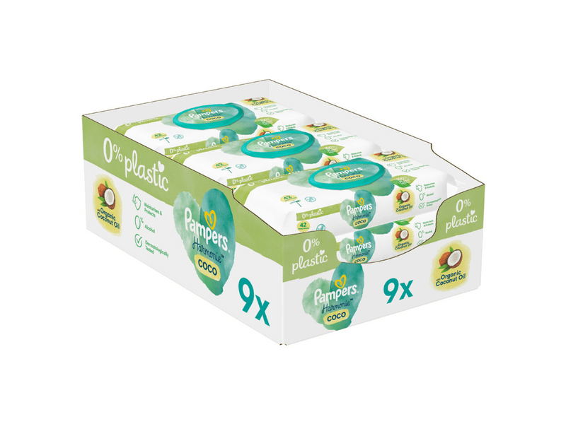 Pampers Harmonie Coconut Pure Protection törlőkendő, 9x 42 db