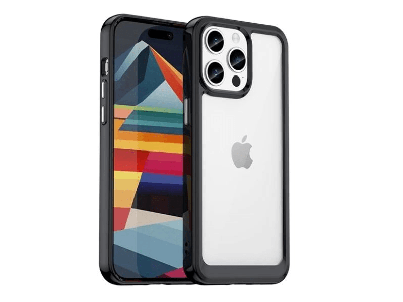 Gigapack Apple iPhone 15 Pro Max Szilikon tok, fekete/átlátszó (146723)