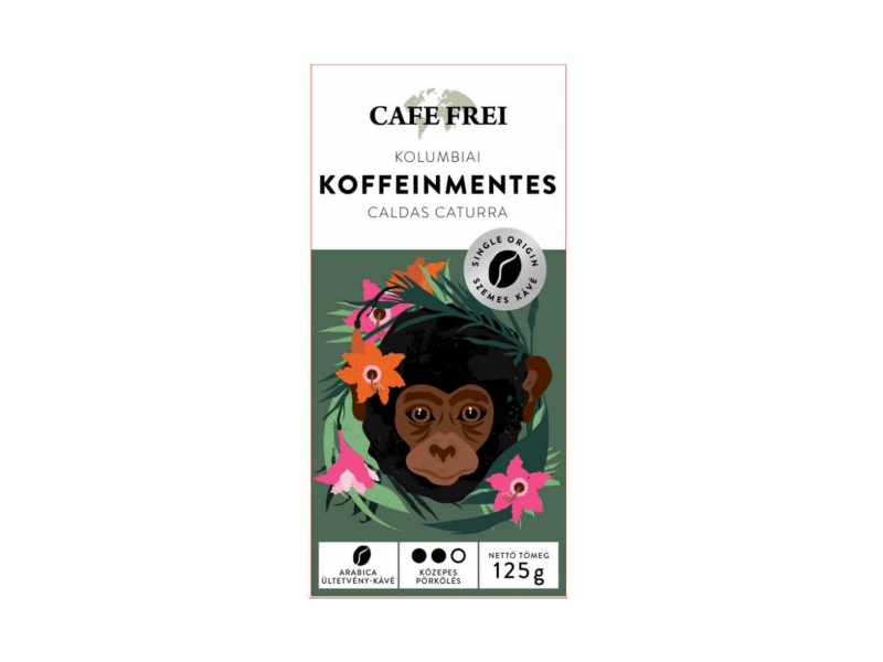 Cafe Frei Kolumbiai Koffeinmentes Caldas Caturra Szemeskávé, 125 g