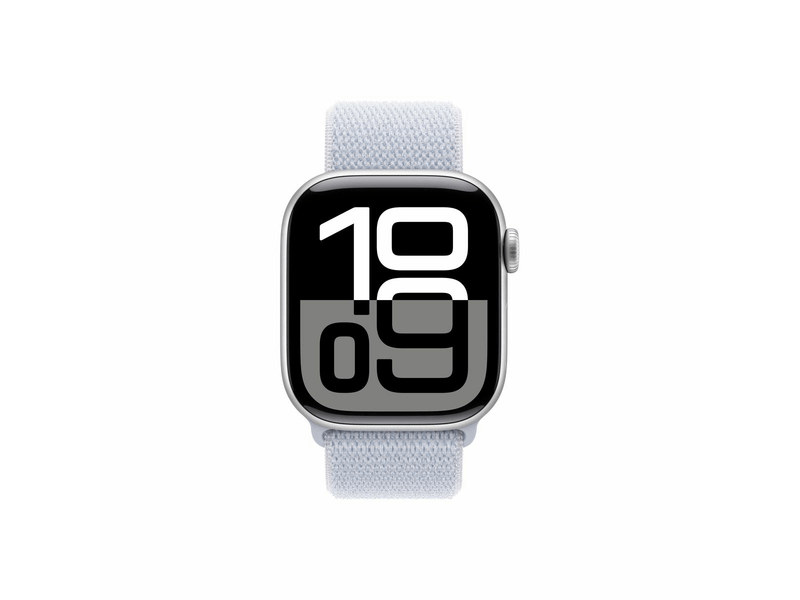 Apple Watch Series 10 GPS 42 mm ezüst alumíniumtok, fakókék sportpánt (MWWD3QH/A)